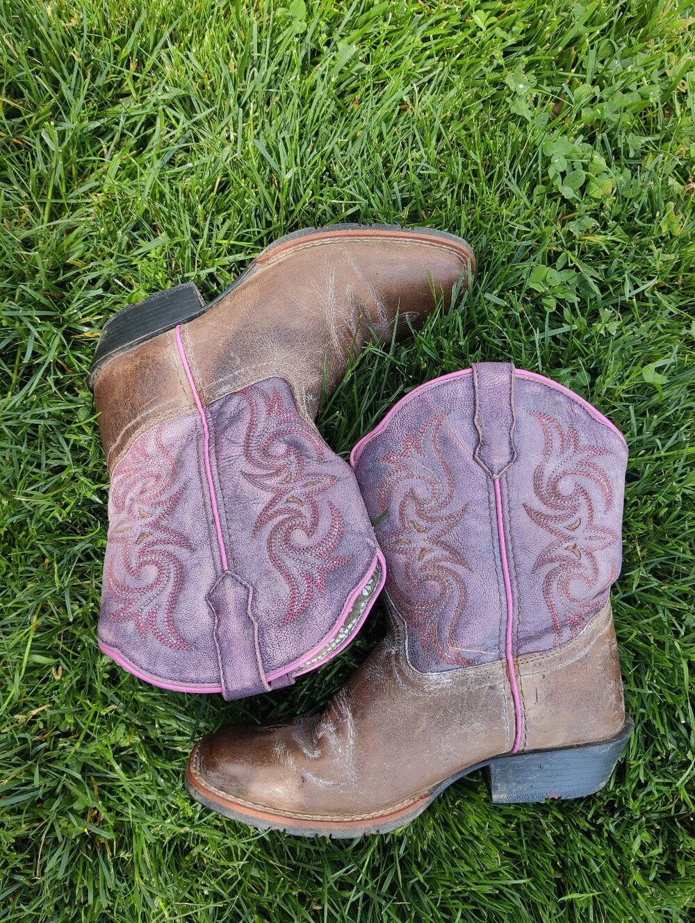 Dan Post Majesty Brown & Pink Embroidered Western Cowgirl Boots Size 3